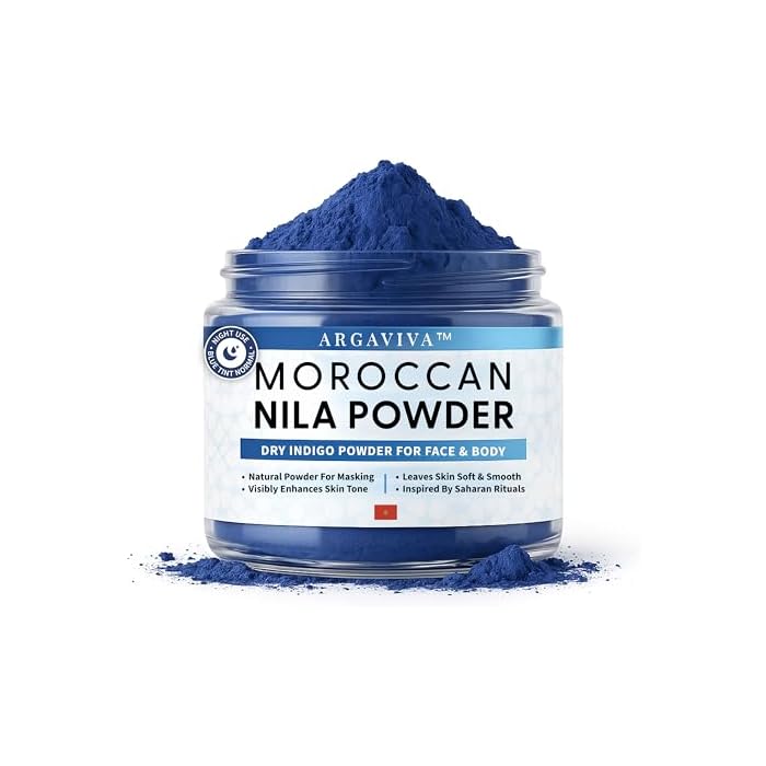 Moroccan Nila Powder – Natural Blue Clay Mask for Face, Body & Hair – Exfoliates for Glowing, Even-Toned Skin – Plant-Based & Traditional Hammam Skincare for All Skin Types