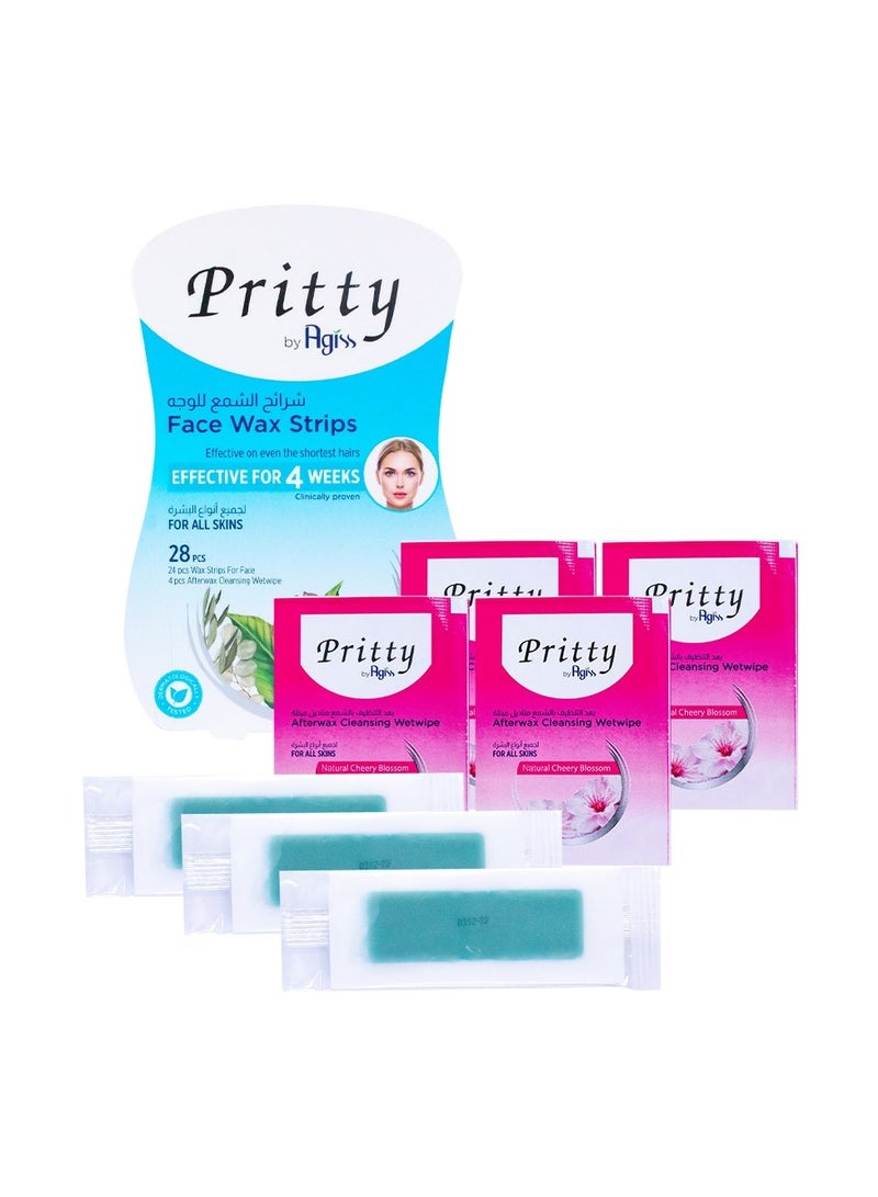 شرائح شمع بريتي للوجه (جميع أنواع البشرة) 28 قطعة