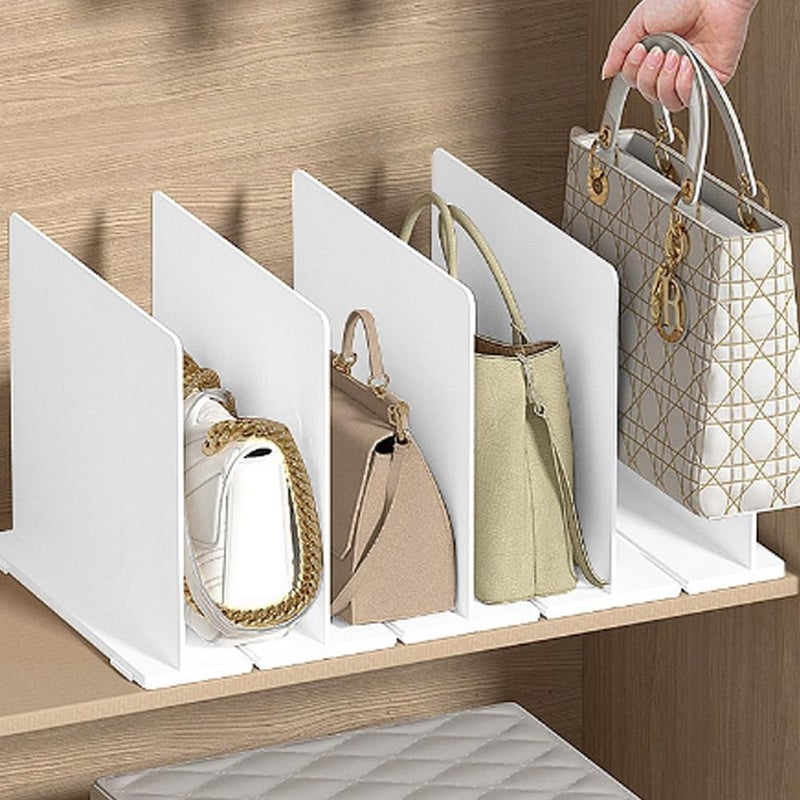 klarako Plastic Handbag and Purse Organizer, Plastic Dividers Organizer for Handbag Closet Divided Storage Detachable Divided Storage Plates Vertical Clutches Storage Organizer, White,9.4x16x8 Inch - Image 5