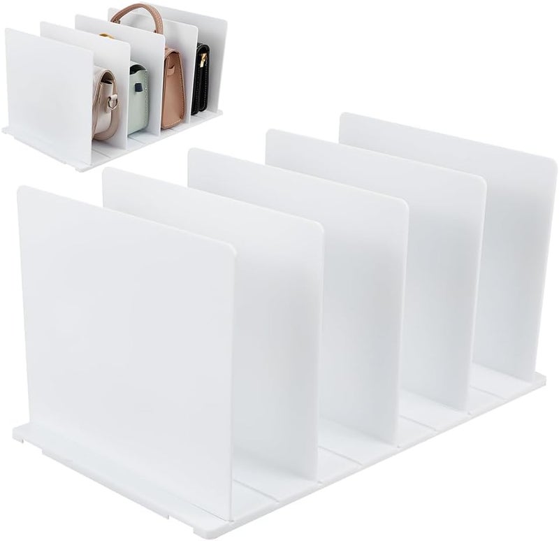 klarako Plastic Handbag and Purse Organizer, Plastic Dividers Organizer for Handbag Closet Divided Storage Detachable Divided Storage Plates Vertical Clutches Storage Organizer, White,9.4x16x8 Inch - Image 1