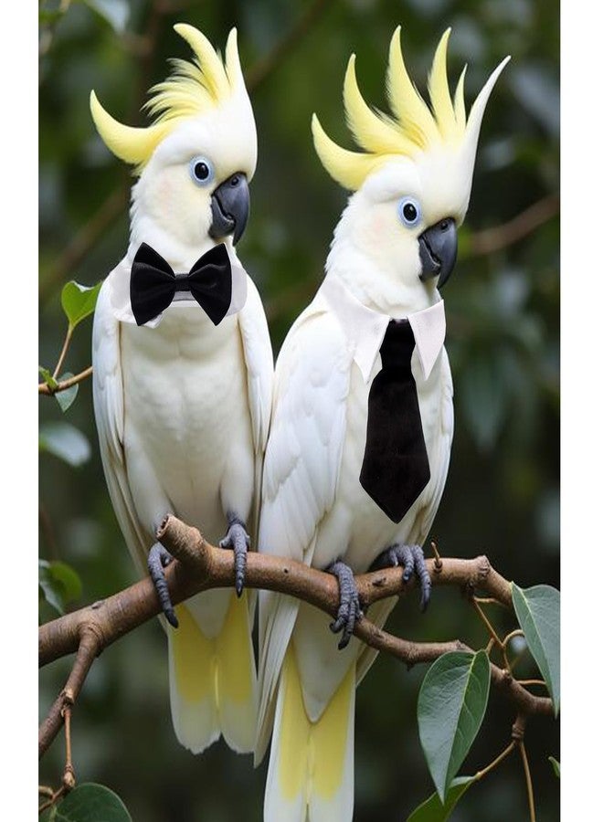 TTFdacai 2 Pcs Bird Collar, Cute Pet Parrot Collar, Pet Birds Costume, Costume Photo Prop for Parrots for Budgerigars, Lovebirds, Long-Tailed Parrots, Cockatoos, Rainbow Lorikeets, and Finches.(Necktie+Bowtie) - Image 4