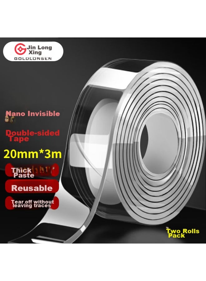 Jin Longxing Nano Gel Double-sided Tape Traceless Adhesive Strong Adhesive Double-sided Fixing Tape Transparent Double-sided Tape 3m Double-sided Tape Transparent Waterproof Adhe - Image 1