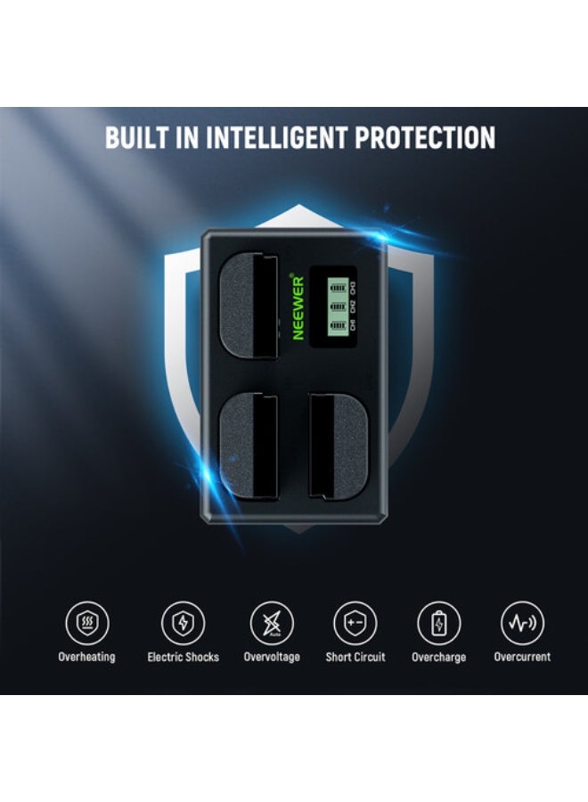 نيوير LP-E6NH 3 Pcs 2250 MAH LP-E6NH BATTERY+ TRIO-CHARGER - Image 2