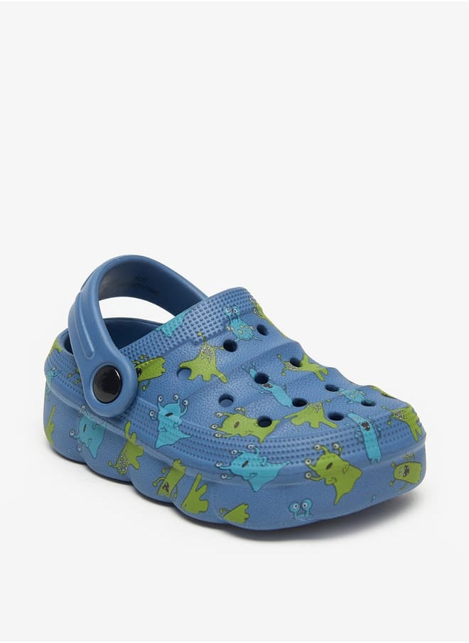 Aqua Boys Monster Print Clogs with Back Strap  - Image 1