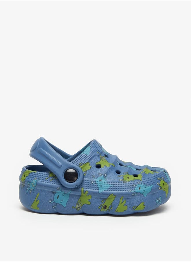 Aqua Boys Monster Print Clogs with Back Strap  - Image 3