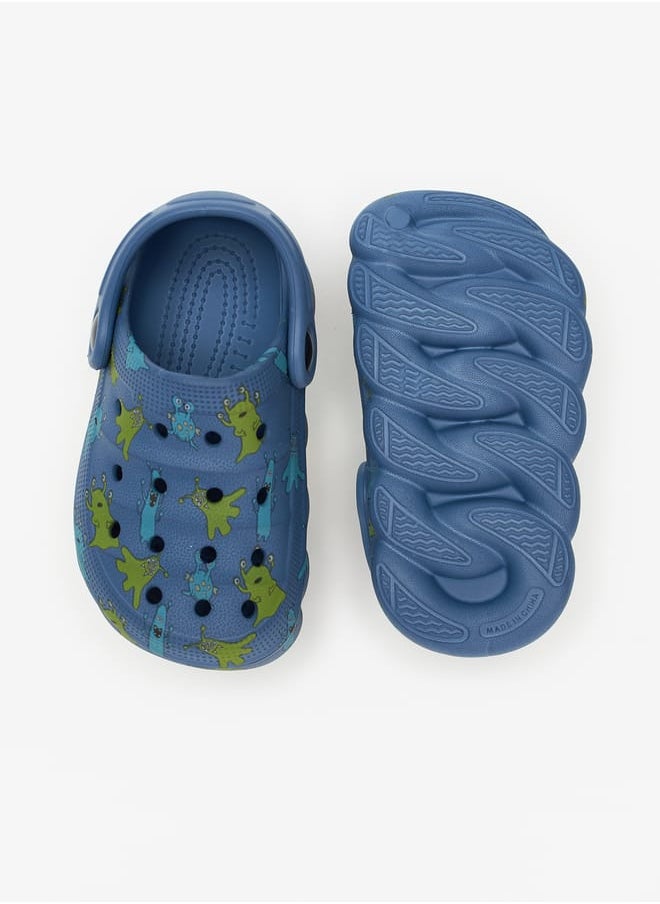 Aqua Boys Monster Print Clogs with Back Strap  - Image 4