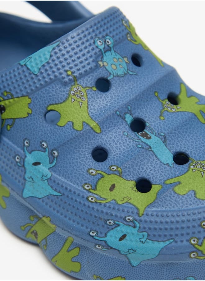Aqua Boys Monster Print Clogs with Back Strap  - Image 5
