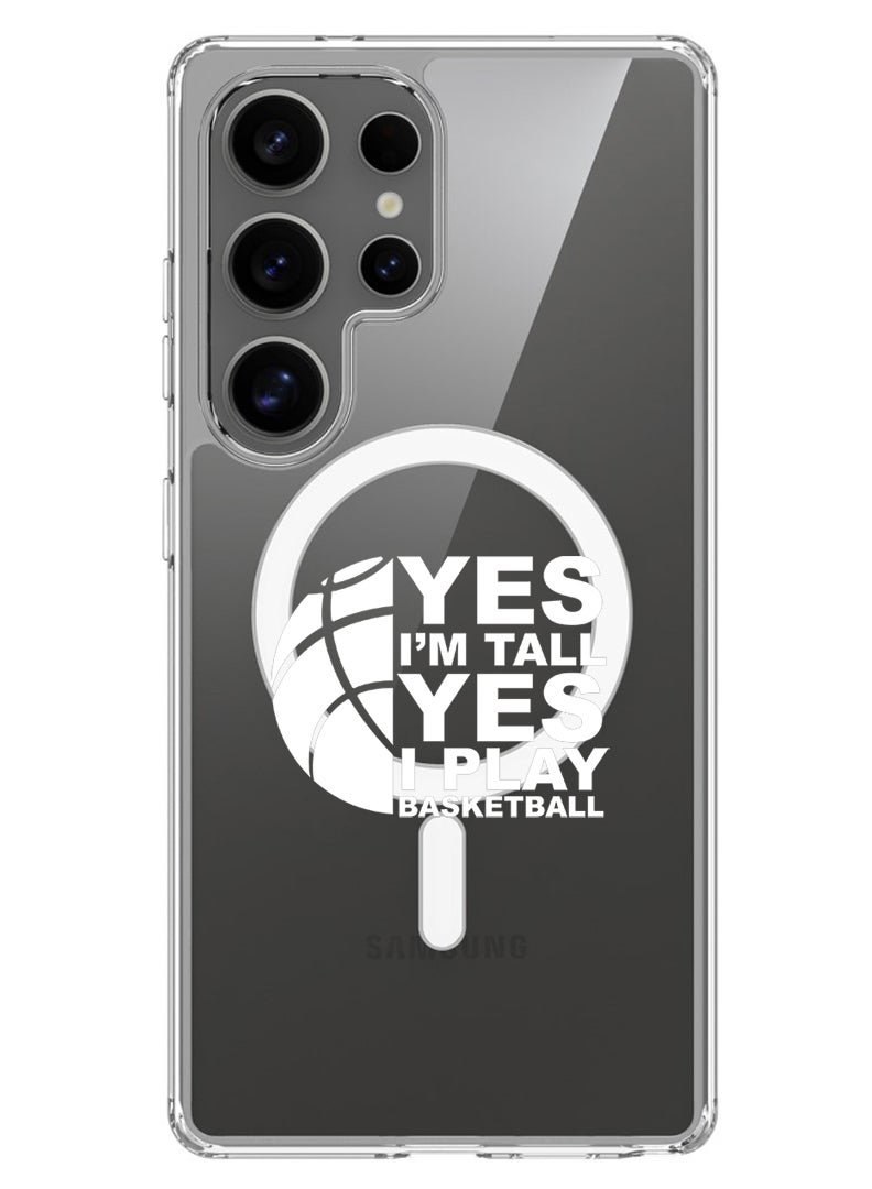 Theodor Magnetic Case for Samsung Galaxy S25 Ultra 6.9-inch Compatible with MagSafe Wireless Charging, Shockproof Phone Bumper Cover Basketball White - Image 1