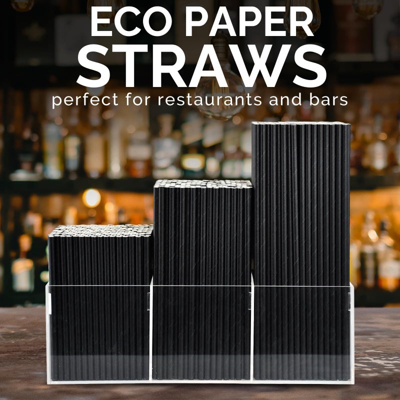 Chunspak 10 inch Long Disposable Black Paper Cocktail Straws & Stirrer Sticks  250 Counts  Unwrapped - for Tall Drinks  Bars and Restaurants - Image 5