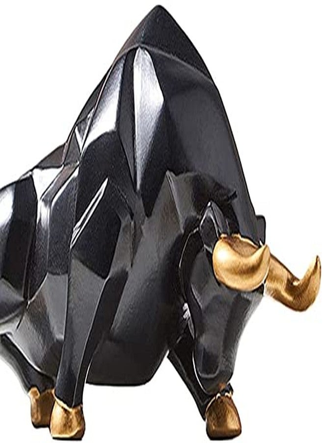 Joylern Bull Statue Abstract Bull Sculpture Resin Wolf Figurine Animal Wildlife Ornaments for Living Room Bedroom Office Cabinets - Black S Head Down - Image 2