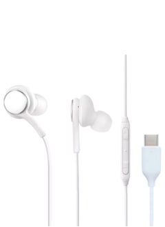 For Samsung Note10/n20/s20 wire control call headset type-c interface headset noise reduction headset note10 copper ring digital headset (White)