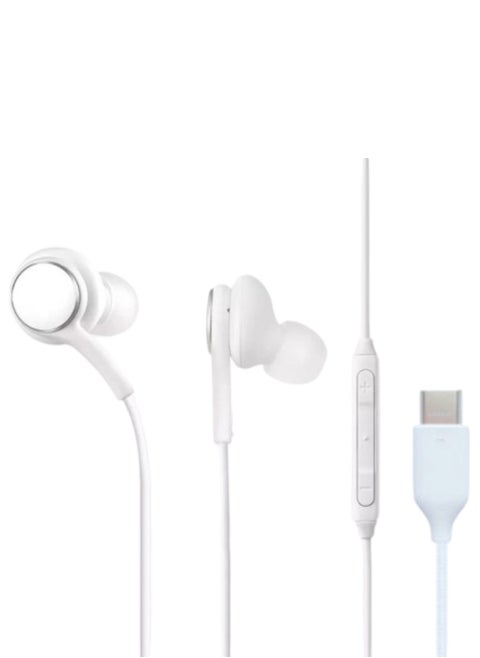 For Note10/n20/s20 wire control call headset type-c interface headset noise reduction headset note10 copper ring digital headset (White)