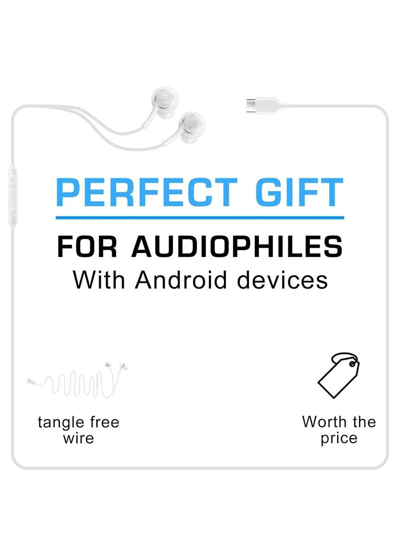 Generic - For Samsung Note10/n20/s20 wire control call headset type-c interface headset noise reduction headset note10 copper ring digital headset (White) - Image 1