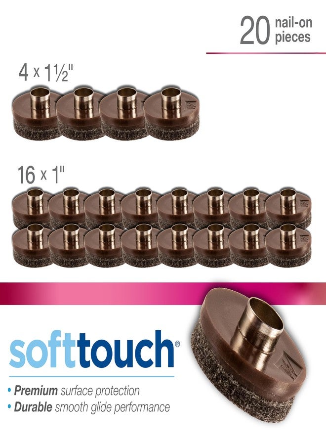 سوفت تاتش وسادات لباد متينة من SoftTouch 4770195N، تُثبّت بالمسامير، مناسبة للأثاث الخشبي والأسطح الصلبة، عبوة اقتصادية (20 قطعة) - دائرية بقطر 1 بوصة و1.5 بوصة، 20 قطعة، بني - Image 4