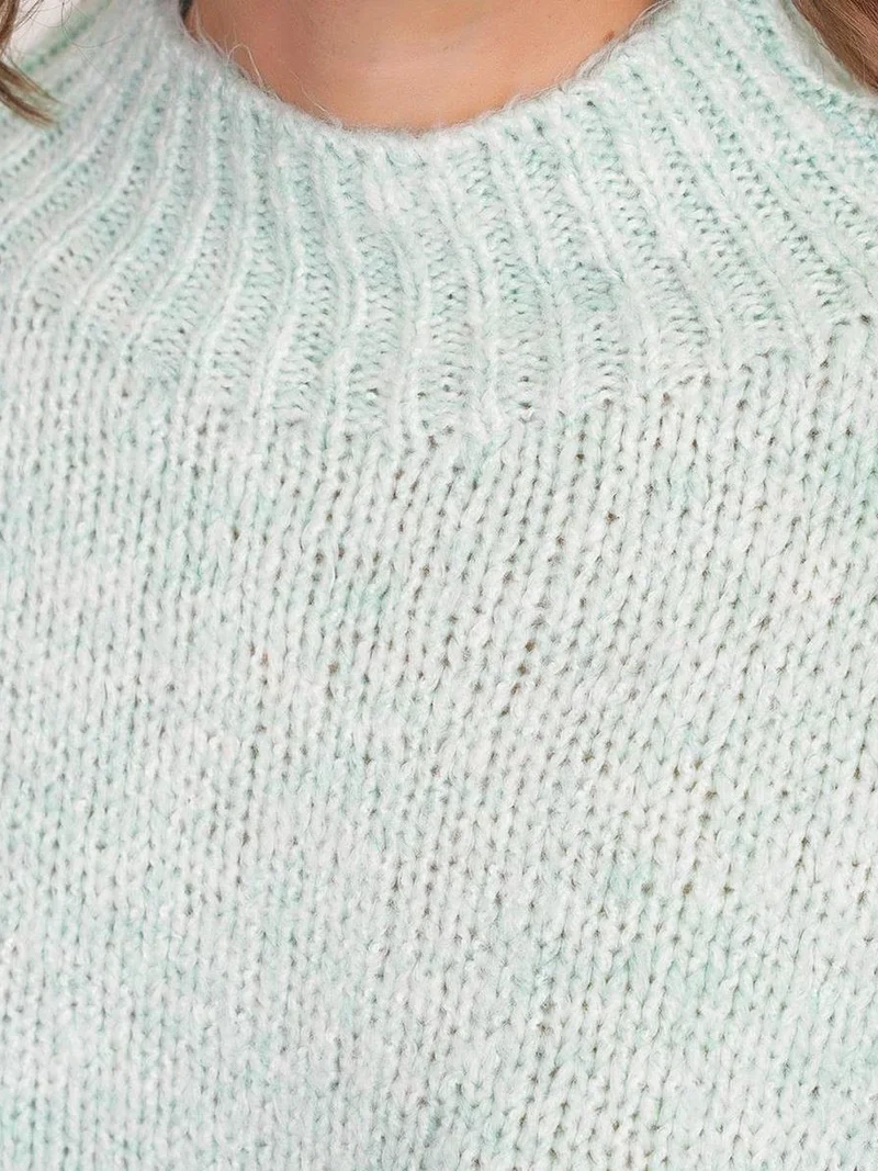 Mixray Mint Green Mixray Relaxed Fit Crew Neck Thick Knit Sweater for Women | Best Price UAE