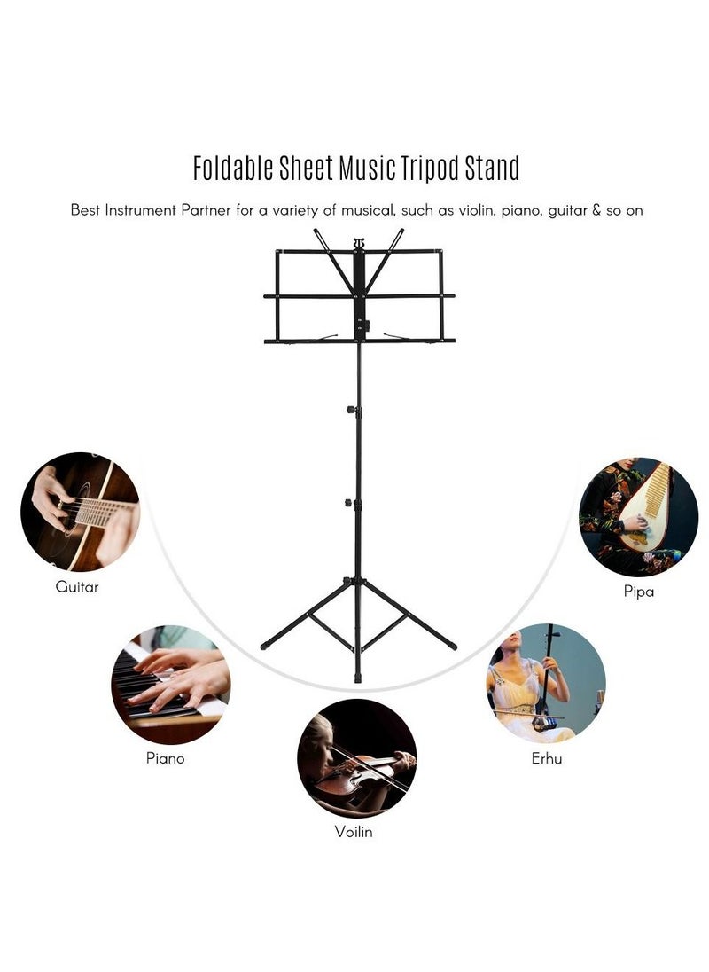 Foldable Sheet Music Tripod Stand Holder Lightweight with Water resistant Carry Bag for Violin Piano Guitar Instrument Performance  - Image 5
