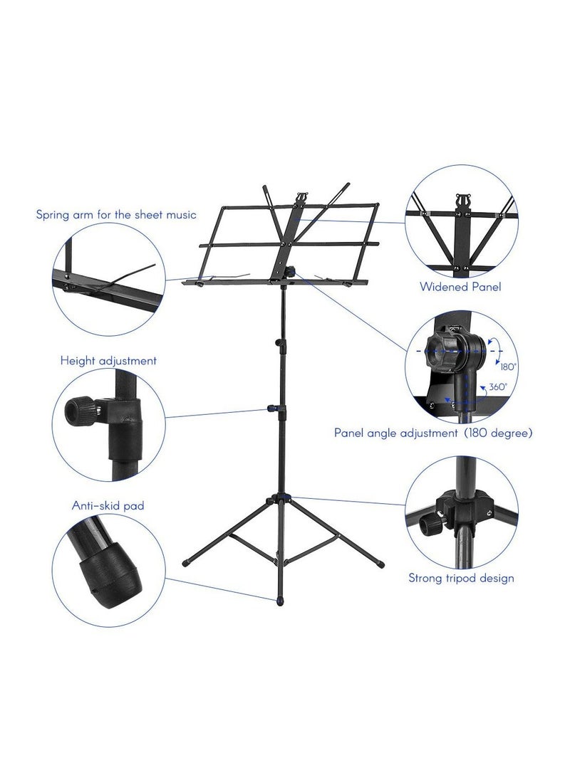 Foldable Sheet Music Tripod Stand Holder Lightweight with Water resistant Carry Bag for Violin Piano Guitar Instrument Performance  - Image 4