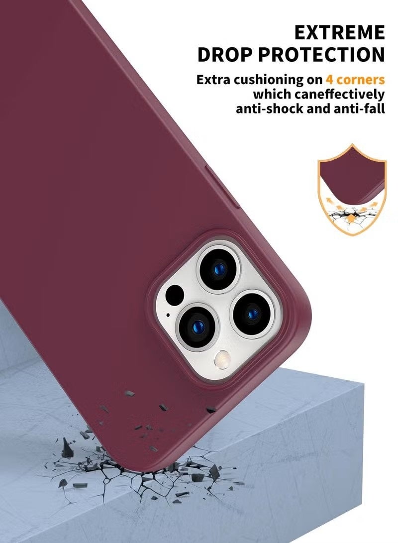 general Premium Liquid Silicone Case for iPhone 14 Pro Max – Elegant Maroon - Image 4