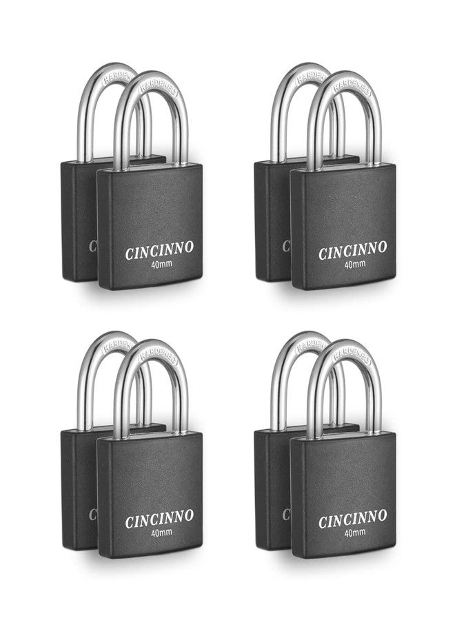 CINCINNO قفل سينسينو المغطى المصنوع من الألومنيوم مع مفتاح، عبوة من 8 أقفال بمقاس 1-9/16 بوصة بنفس المفتاح، قفل بمفتاح للاستخدام الخارجي - Image 1