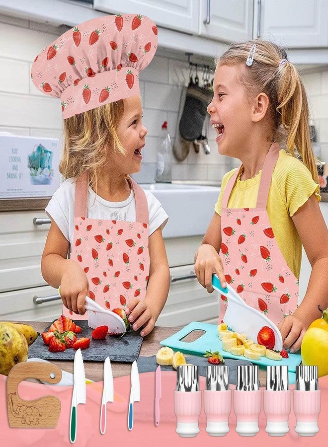 Deabolar 33 Pieces Kids Cooking Sets Real, Kids Chef Role Play Costume Set with Plastic Toddler Safe Knives Kids Cutting Board - Image 4