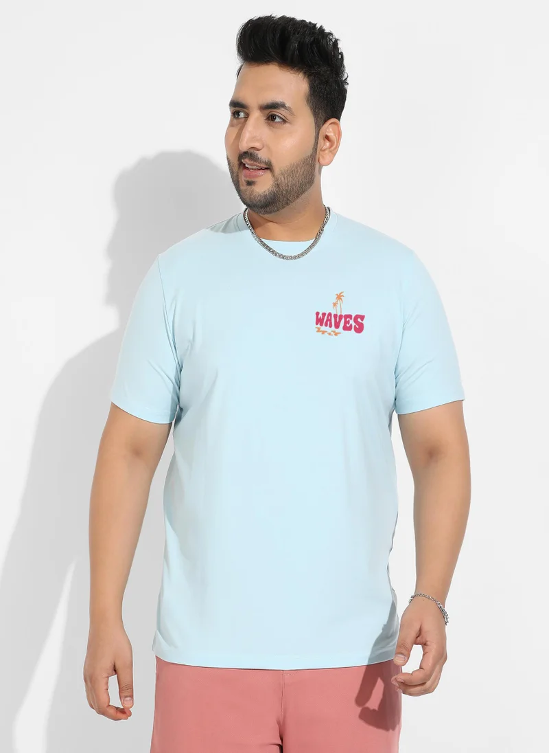 Instafab Plus Men's Icy Blue Basic Regular Fit T-Shirt
