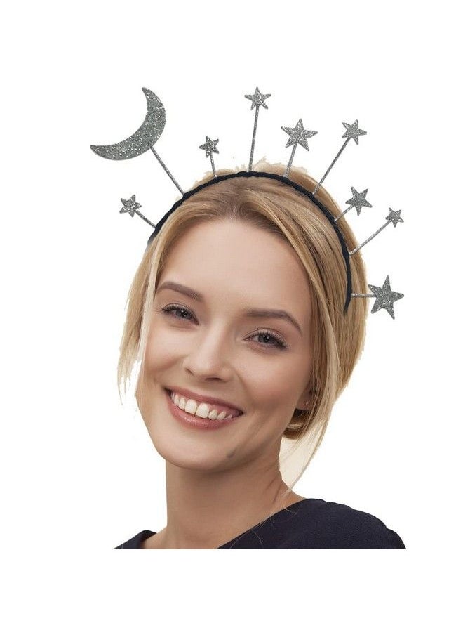 Amosfun - Star Moon Headband Birthday Party Hair Hoop Glitter Hair Accessories For Birthday Costume Party Silver Medium - Image 1