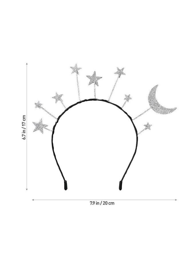 Amosfun - Star Moon Headband Birthday Party Hair Hoop Glitter Hair Accessories For Birthday Costume Party Silver Medium - Image 1