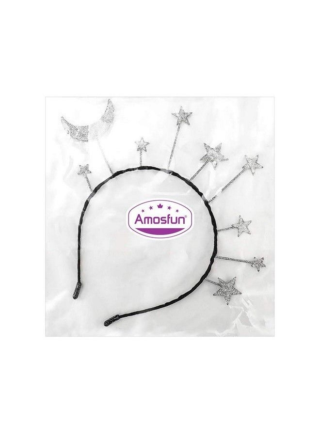 Amosfun - Star Moon Headband Birthday Party Hair Hoop Glitter Hair Accessories For Birthday Costume Party Silver Medium - Image 1