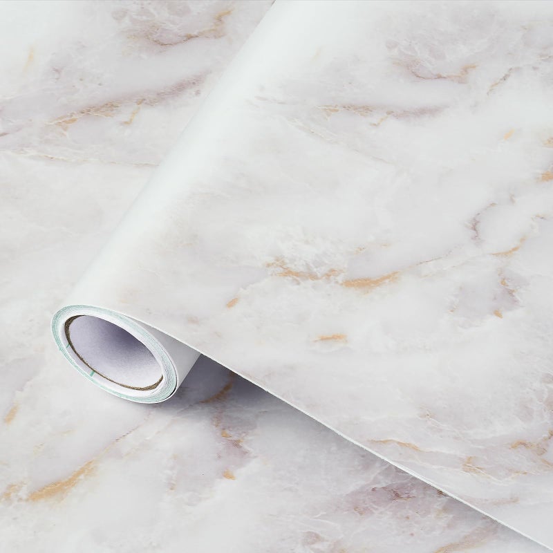 rabbitgoo Marble Contact Paper for Countertops, Self Adhesive Peel and Stick Wallpaper, Removable Kitchen Counter Top Contact Paper for Old Furniture, Gold Matte Granite, 17.5 x 78.7 Inch - Image 1