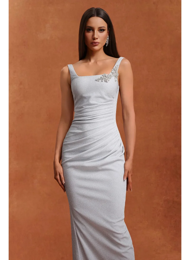 Bella Barnett Ritana Sleeveless Diamond Wrinkles Maxi Dress