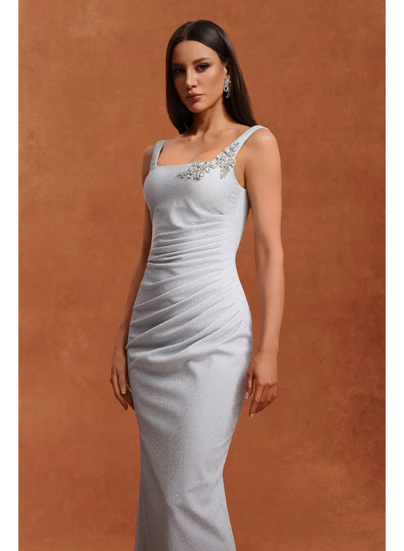 Bella Barnett  Ritana Sleeveless Diamond Wrinkles Maxi Dress for Women | Best Price UAE