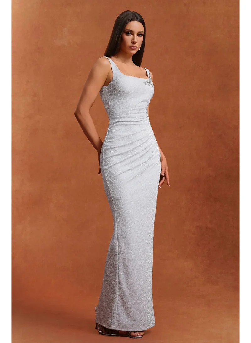 Bella Barnett  Ritana Sleeveless Diamond Wrinkles Maxi Dress for Women | Best Price UAE