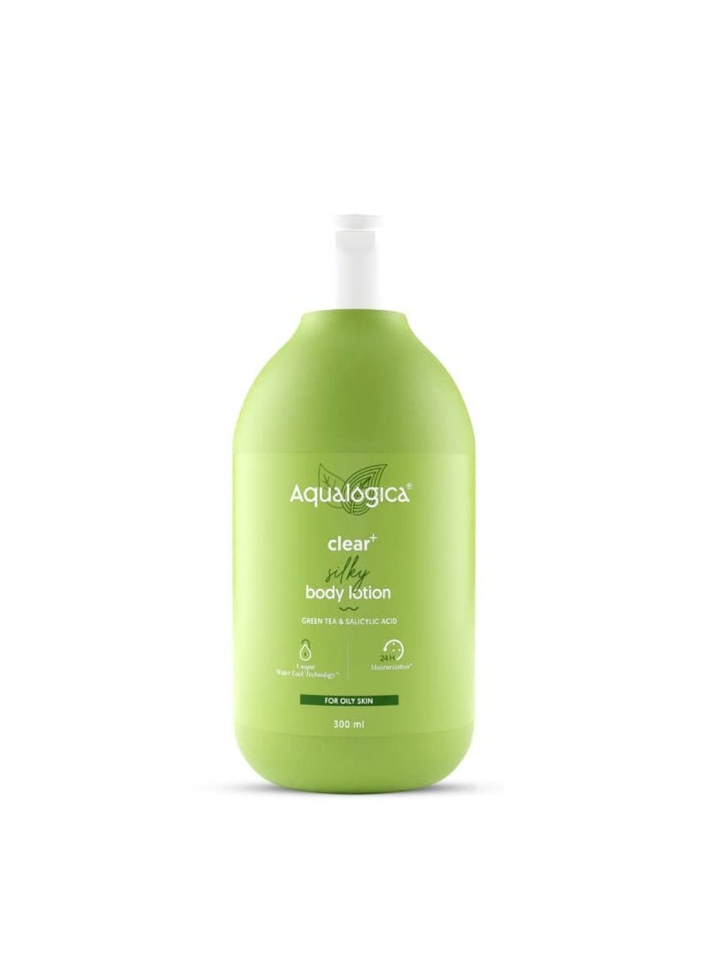 Aqualogica - Aqualogica Clear Silky Body Lotion with Green Tea 1% Salicylic Acid For Oily Dry Skin for 24hr Moisturization 300 ml - Image 1