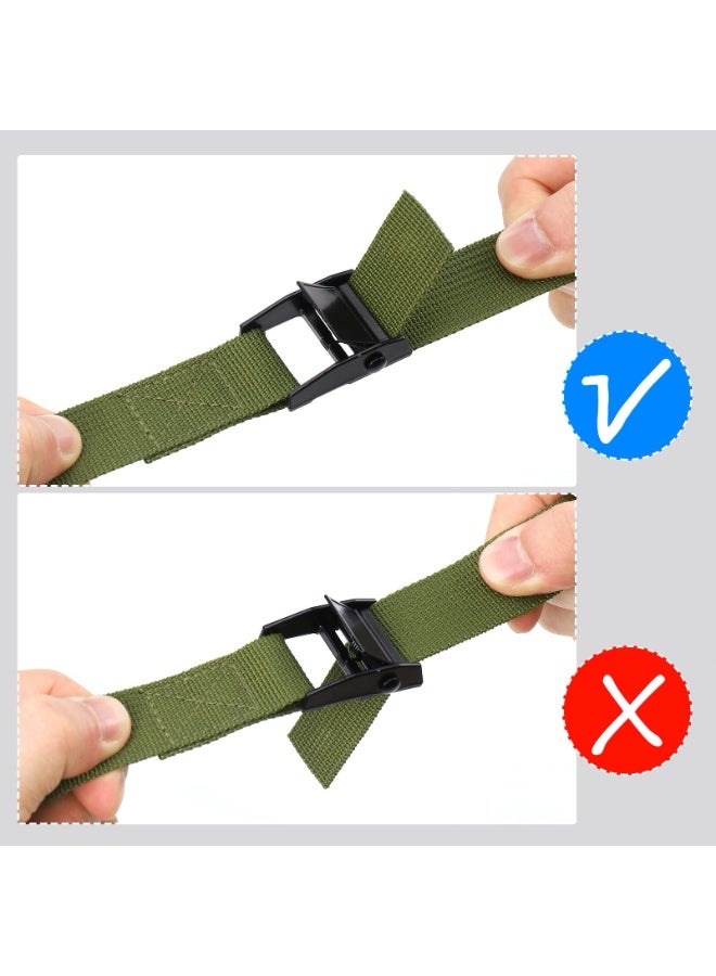 6PCS Ratchet Straps, Green Ratchet Tie Down Straps with Cam Buckle, Heavy Duty Tensioning Belts Adjustable Lashing Straps for Motorcycles, Bikes, Luggage(100x2.5cm) - Image 5