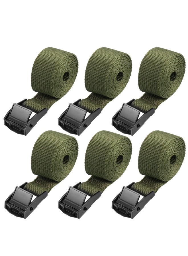6PCS Ratchet Straps, Green Ratchet Tie Down Straps with Cam Buckle, Heavy Duty Tensioning Belts Adjustable Lashing Straps for Motorcycles, Bikes, Luggage(100x2.5cm) - Image 1