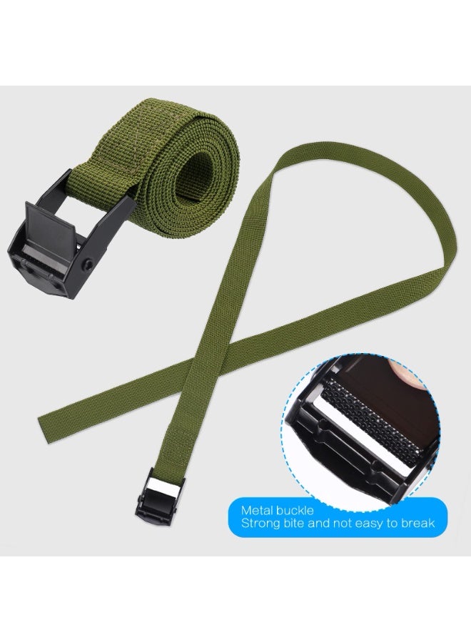 6PCS Ratchet Straps, Green Ratchet Tie Down Straps with Cam Buckle, Heavy Duty Tensioning Belts Adjustable Lashing Straps for Motorcycles, Bikes, Luggage(100x2.5cm) - Image 3