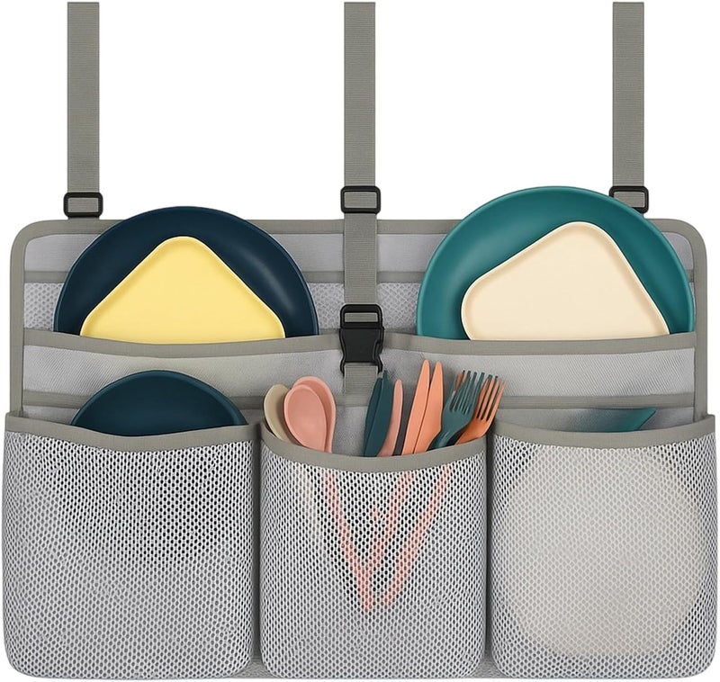 Hagsfire Camping Dish Drying Bag, Collapsible, Portable Mesh Drainer Rack for RV, Travel Trailers & Outdoor Kitchens, Space-Saving, Quick-Dry Organizer for Plates, Cups & Utensils (Gray) - Image 1