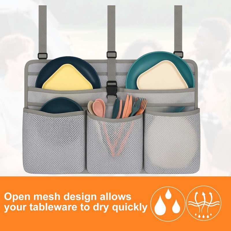 Hagsfire Camping Dish Drying Bag, Collapsible, Portable Mesh Drainer Rack for RV, Travel Trailers & Outdoor Kitchens, Space-Saving, Quick-Dry Organizer for Plates, Cups & Utensils (Gray) - Image 5