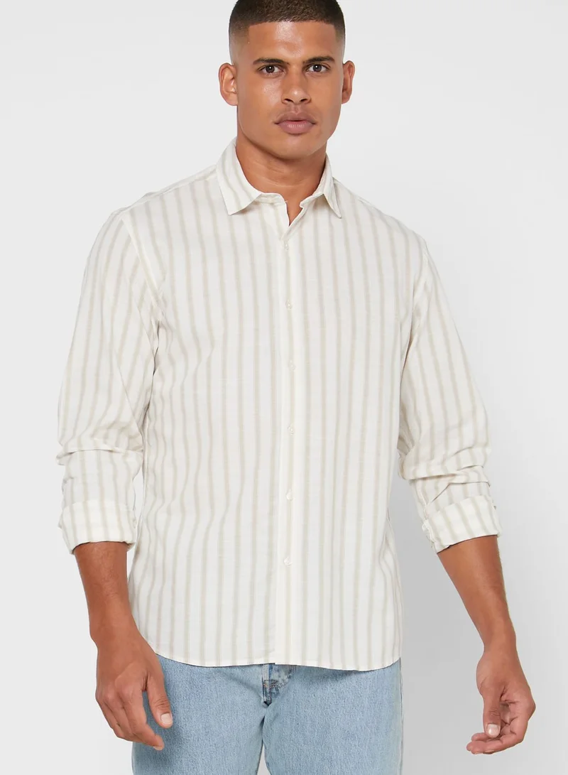 Mango Man Striped Regular Fit Shirt