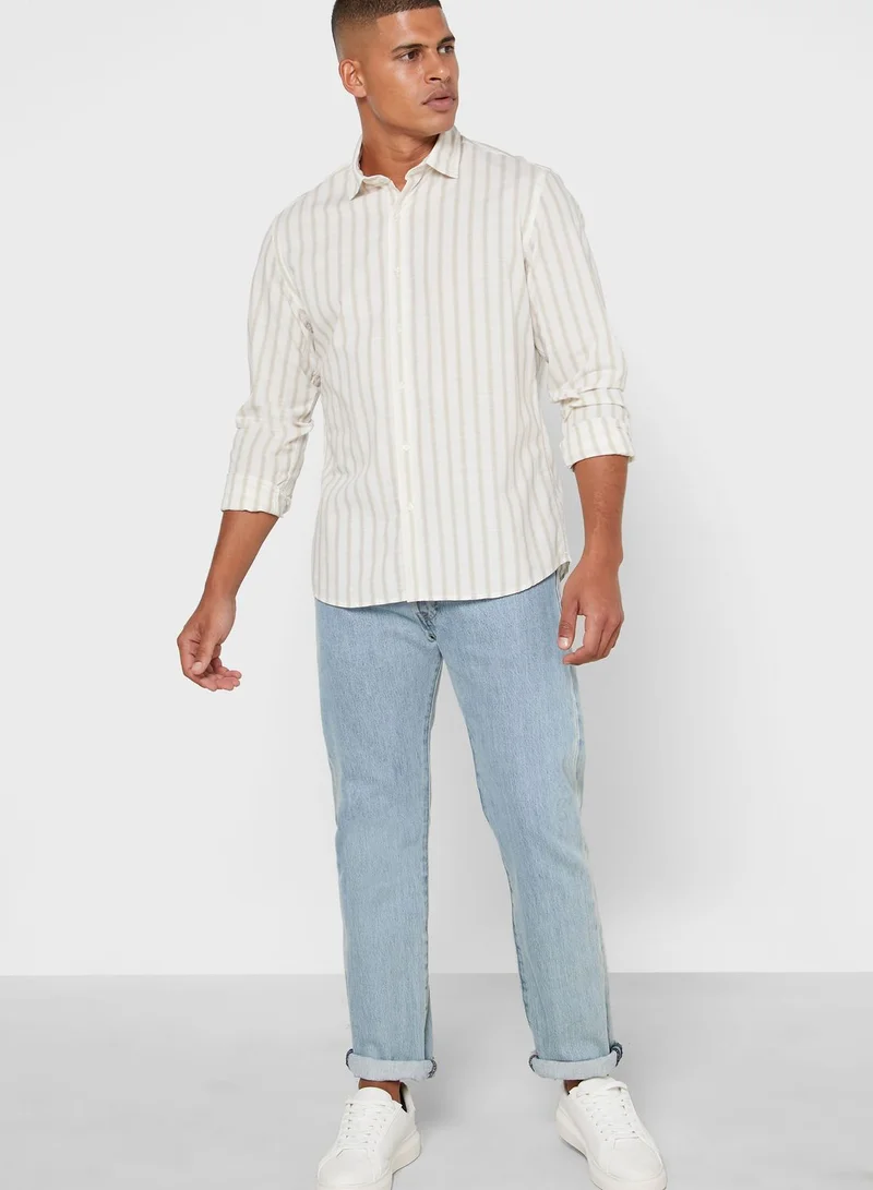 Mango Man Striped Regular Fit Shirt