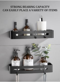 WinHolder 2 Pack Bathroom Shelves with 8 Hooks and Towel Bar, Bathroom Shower Caddy, Aluminum Rustproof Bathroom Storage Organizer Shelf Shower Caddy Rack, Bathroom Shower Baskets WallShelves Basket for Bathroom Kitchen (Rectangle)  - Image 4