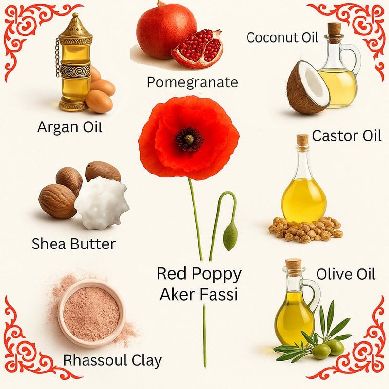 FERIHA Brightening Facial Soap Bar with Aker Fassi Red Poppy Pomegranate for Radiant Skin Enriched with Argan Oil Shea Butter Rhassoul Clay Gently Softens and Evens Tone - Image 2