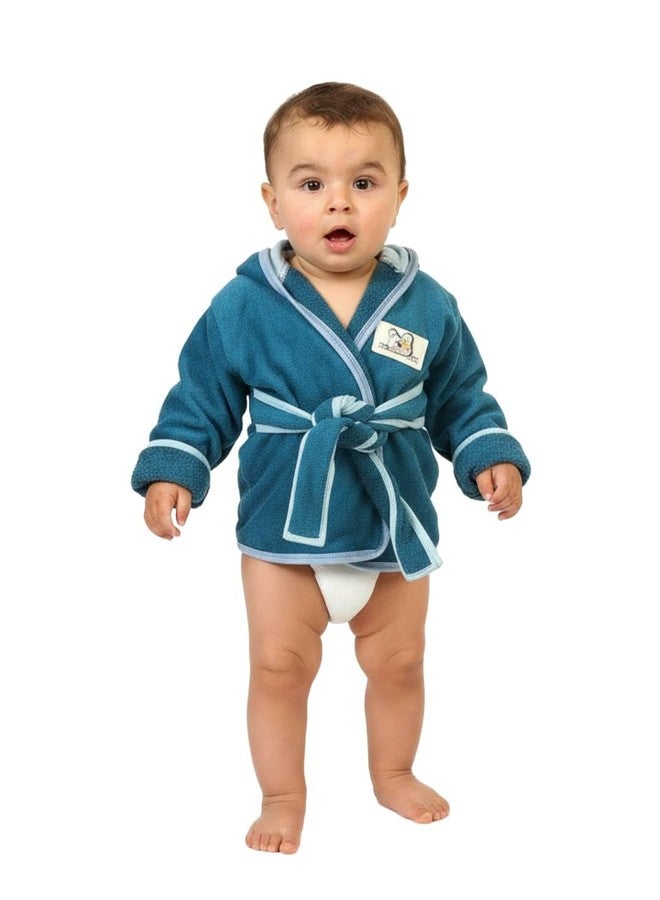 CREEVA Cuddle Hooded Baby Bathrobe for Newborns (0-12 Months) | Gentle on Baby Skin | Teal Blue - Image 1