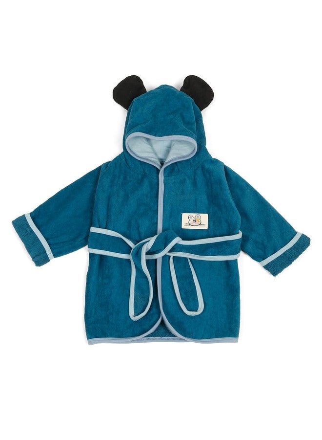 CREEVA Cuddle Hooded Baby Bathrobe for Newborns (0-12 Months) | Gentle on Baby Skin | Teal Blue - Image 4