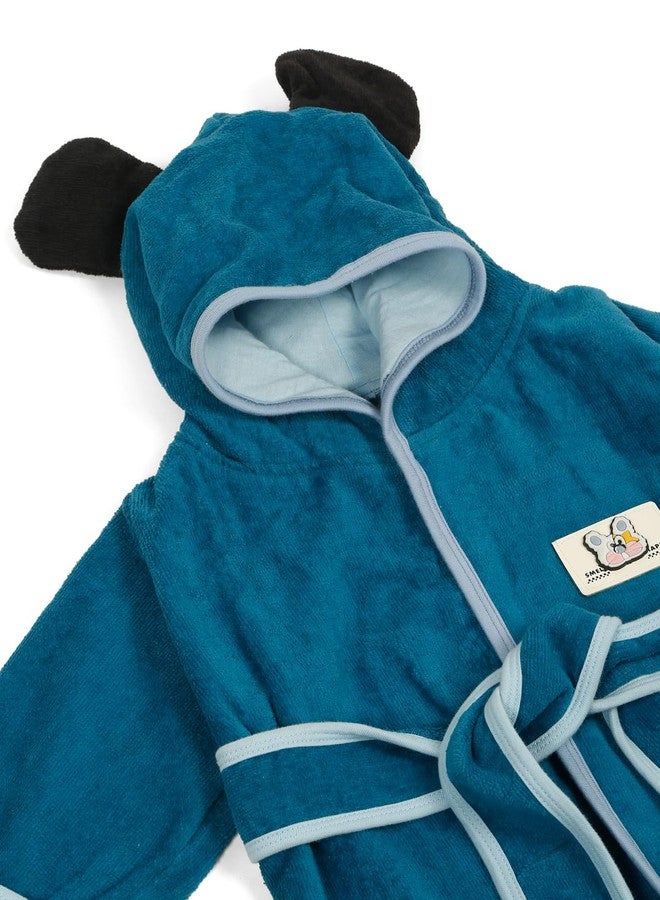 CREEVA Cuddle Hooded Baby Bathrobe for Newborns (0-12 Months) | Gentle on Baby Skin | Teal Blue - Image 5