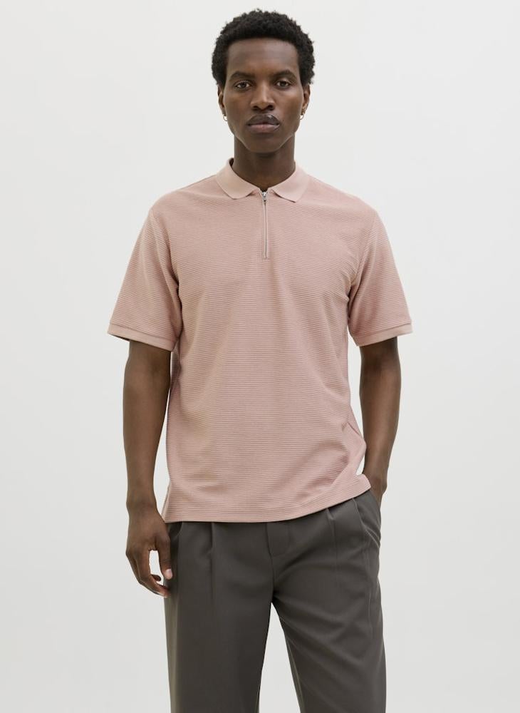JACK & JONES Jprccronnie Short Sleeve Zip Polo Shirt  - Image 1