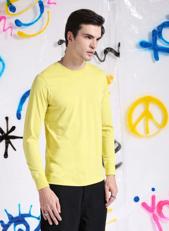 ذا انديان كراج كو Men Slim Fit Solid Round Neck Tshirt