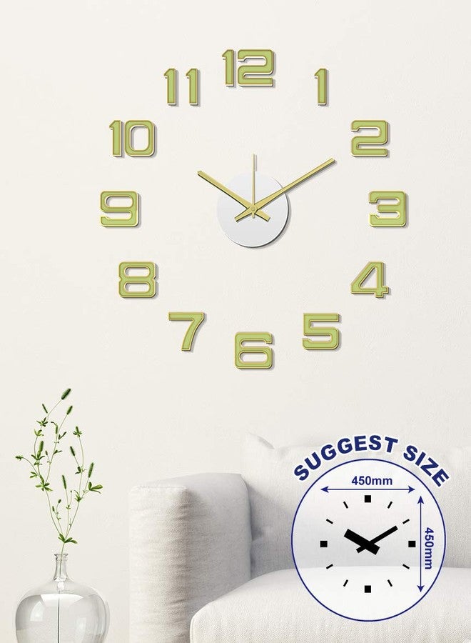 Shopper52 DIY Wall Clock 3D Sticker Home Office Decor Wall Clock (Covering Area : 45cm * 45cm) - DIYM07-GOLD-S - Image 1