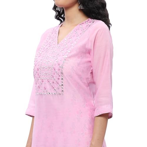Biba Women Embroidery Narrow Salwar Kurta Dupatta(SKD7402E_Light Pink_34) - Image 5