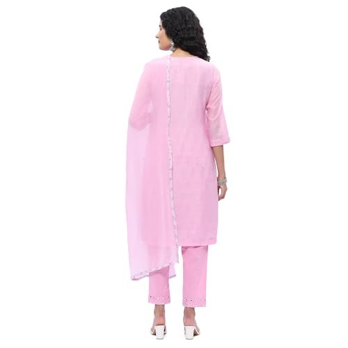 Biba Women Embroidery Narrow Salwar Kurta Dupatta(SKD7402E_Light Pink_34) - Image 4